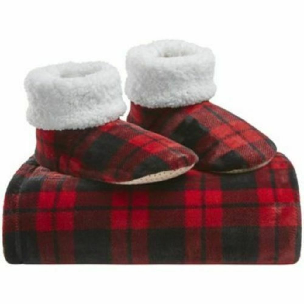 Alcove Plaid Throw and Bootie Set Sz S/M